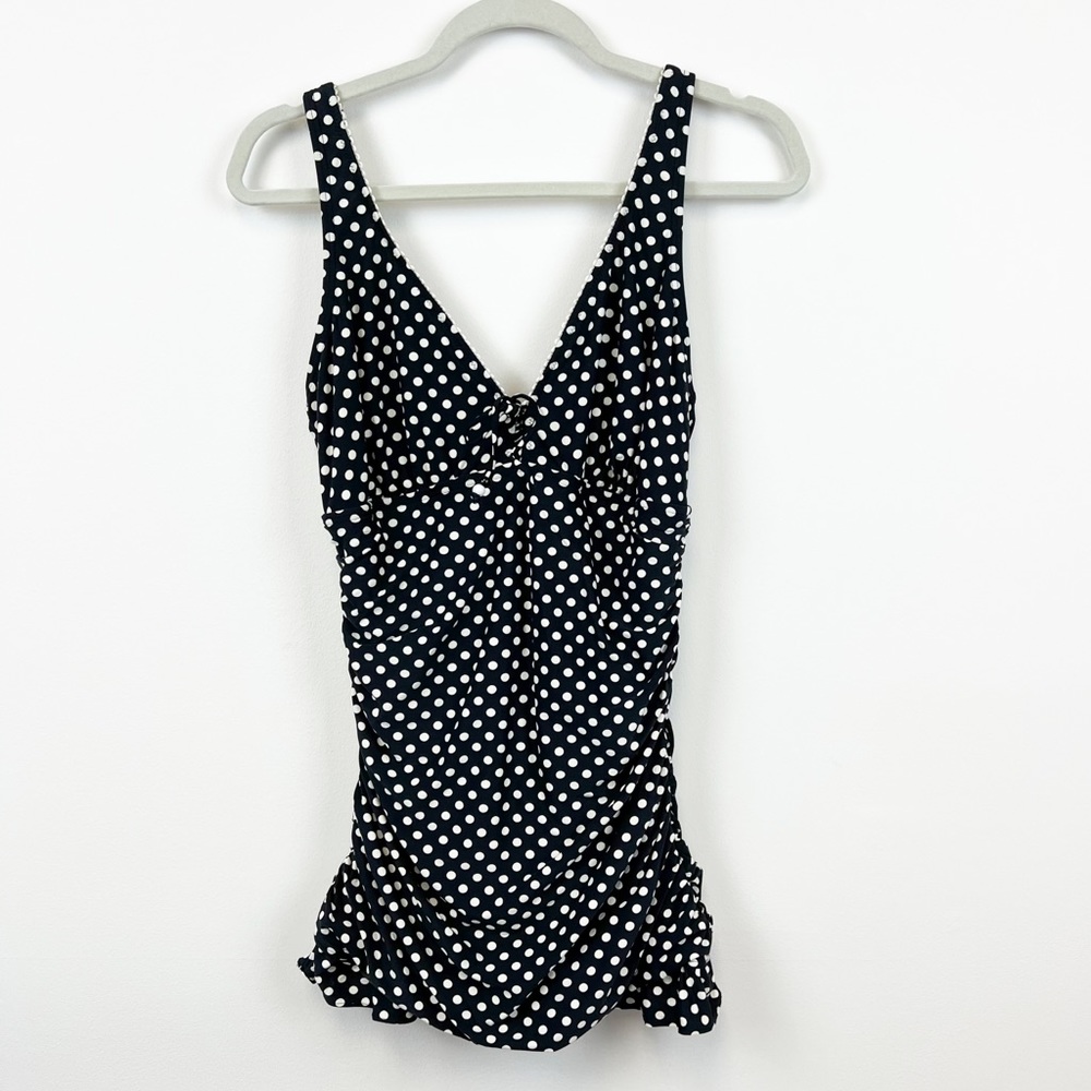 Coco Reef Polka Dot Mod One-piece‎ with Ruffle Overlay 36D